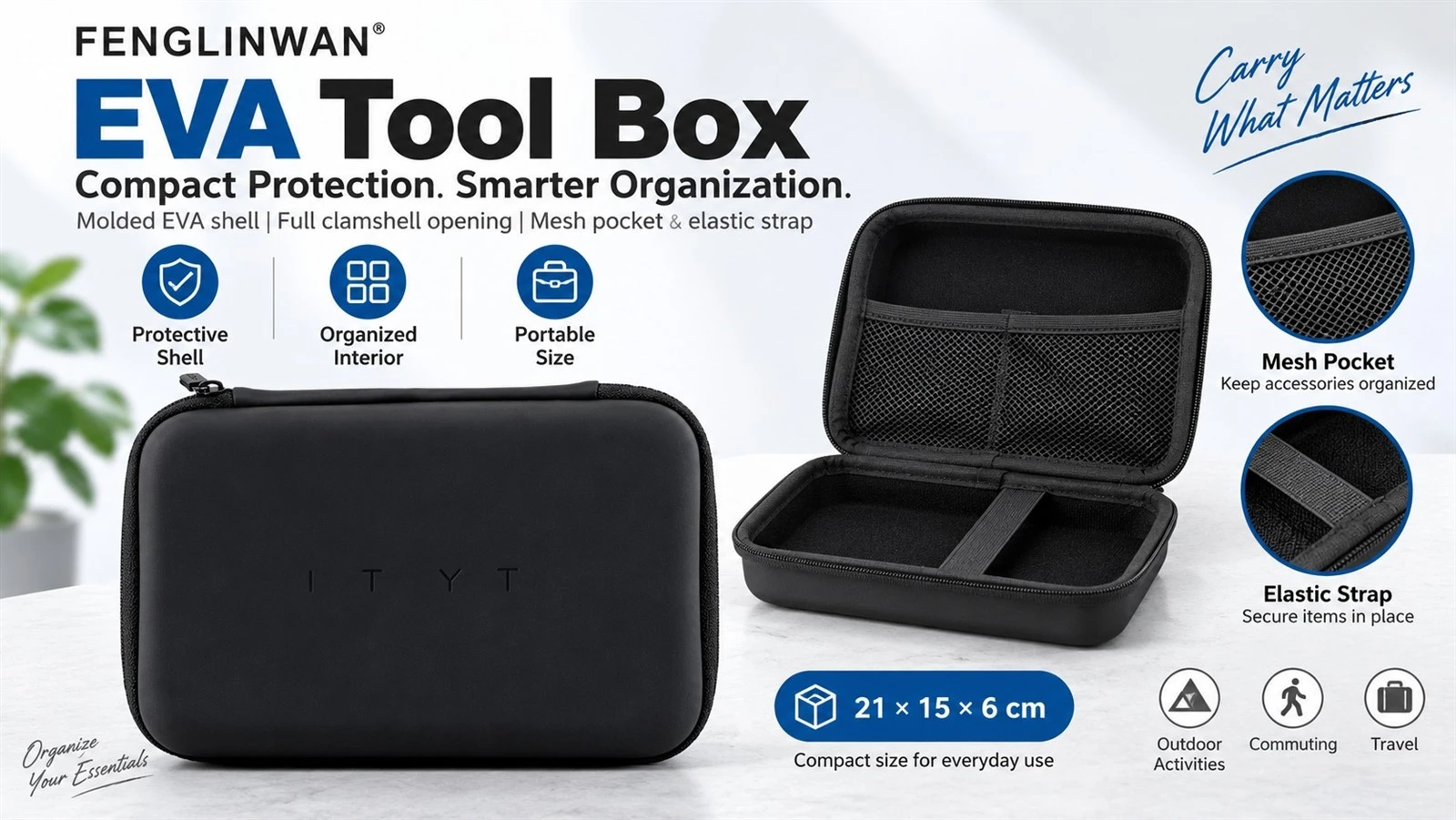 FENGLINWAN EVA tool box with molded protective shell and organized interior storage FENGLINWAN EVA tool box with molded protective shell and organized interior storage